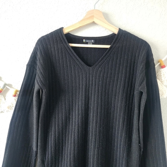 Smartwool Merino Wool Black Ribbed Knit V-neck Pullover Sweater Winter Outdoor S - Picture 4 of 12